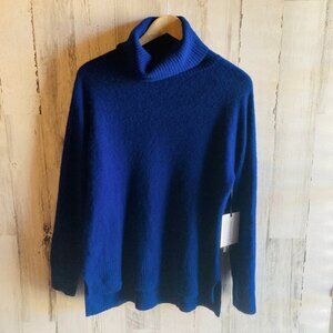 NWT 41 Hawthorn 100% Cashmere Turtleneck Sweater Tunic M Indigo Blue